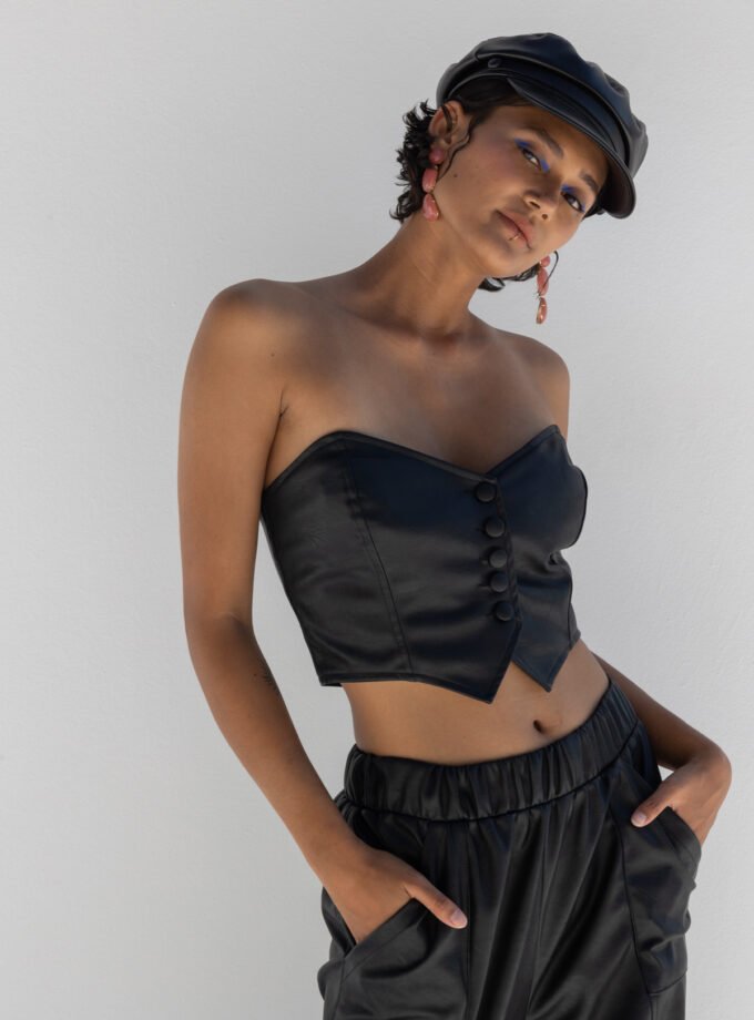 Gaia Black Leather Pants