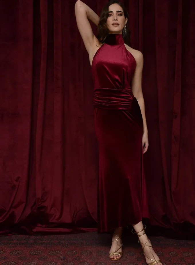 Luisa Red Wine Dress