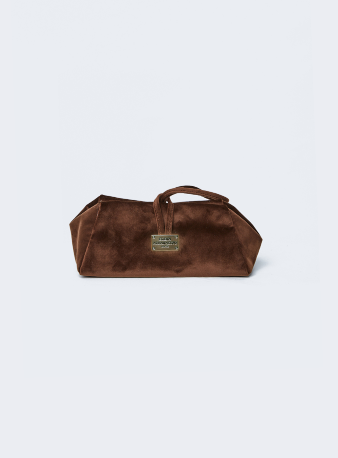 LUNCH BROWN VELOUR BAG