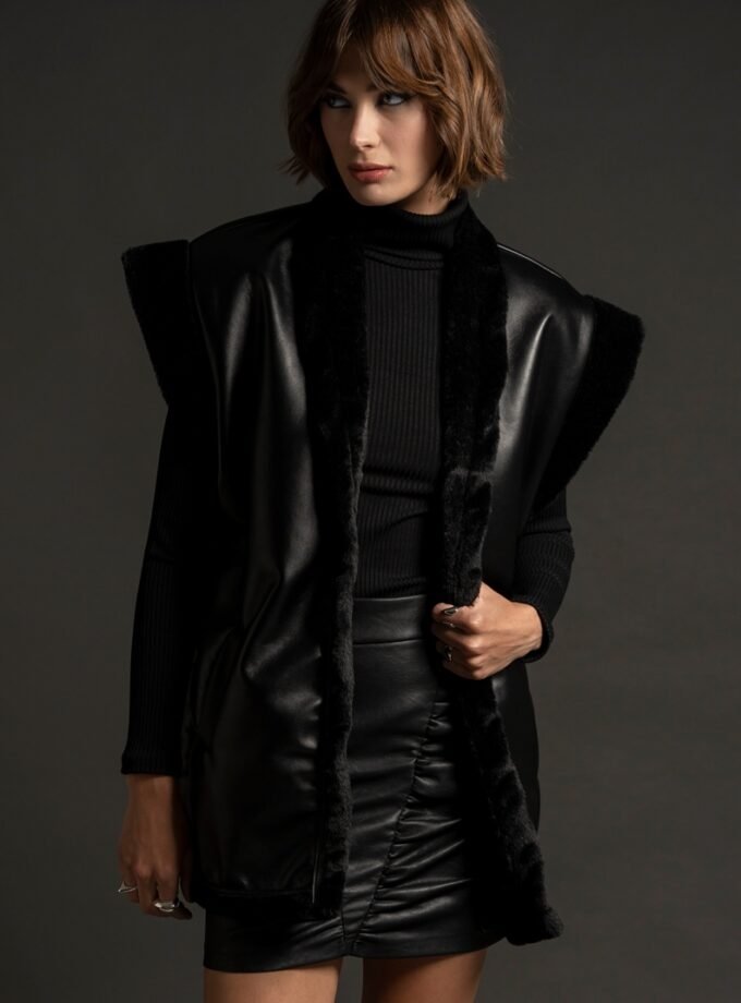 Lacquer Vest -Eco Leather & Fur