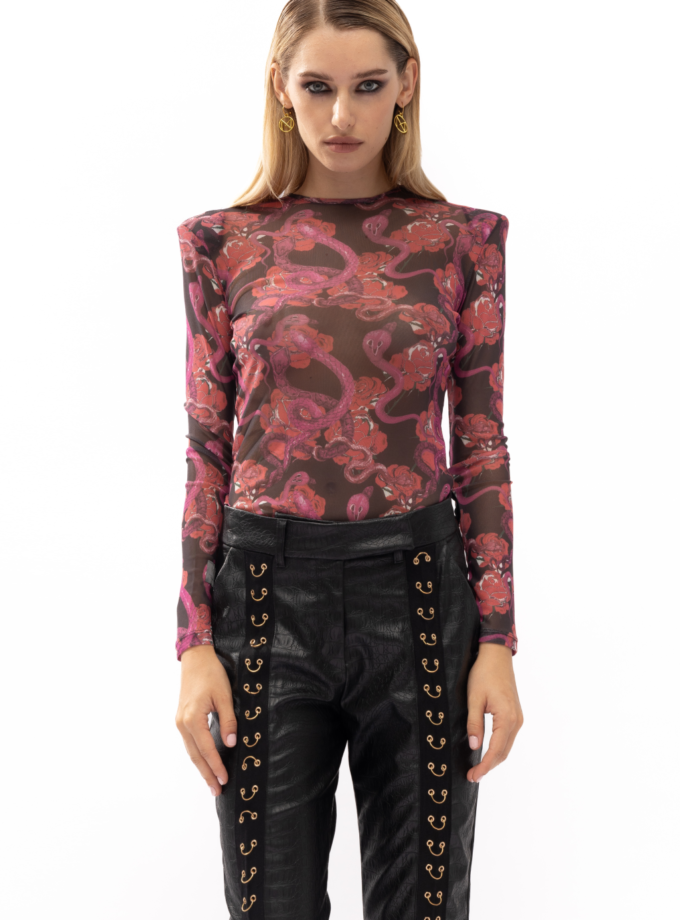 Ayo Red Snakeskin Top