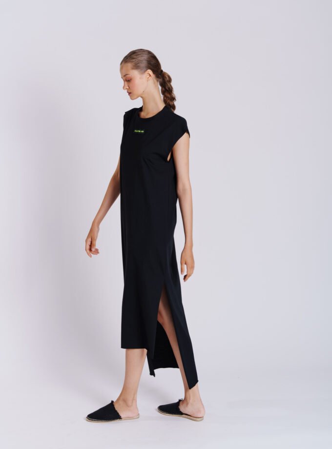 Logo Tee Dress Assymetric black