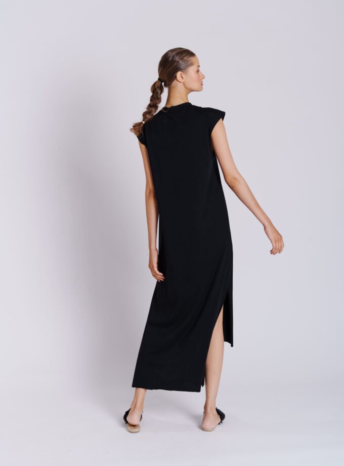 Logo Tee Dress Assymetric black