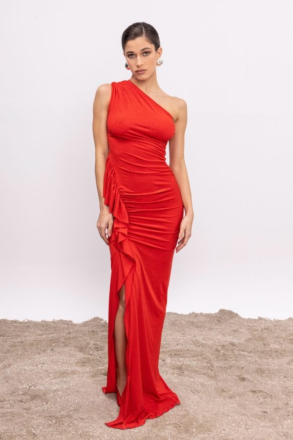 red dress maxi occasion wear showroom47