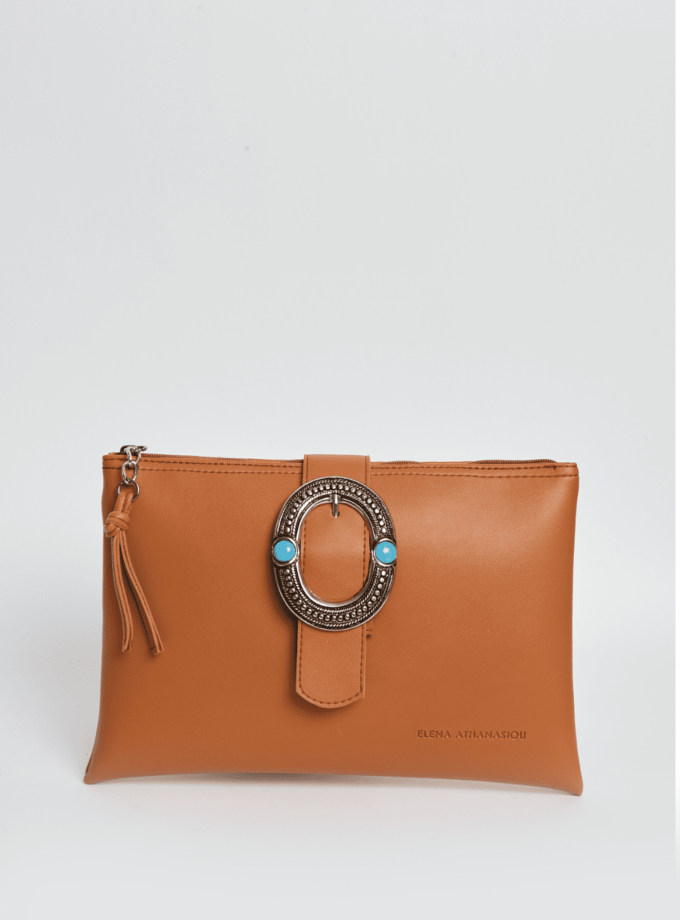 In The Island Clutch Bag Cognac
