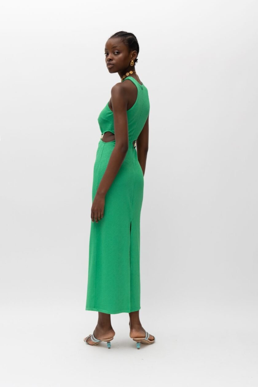 enigma green maxi elastic dress mallory the label showrom47