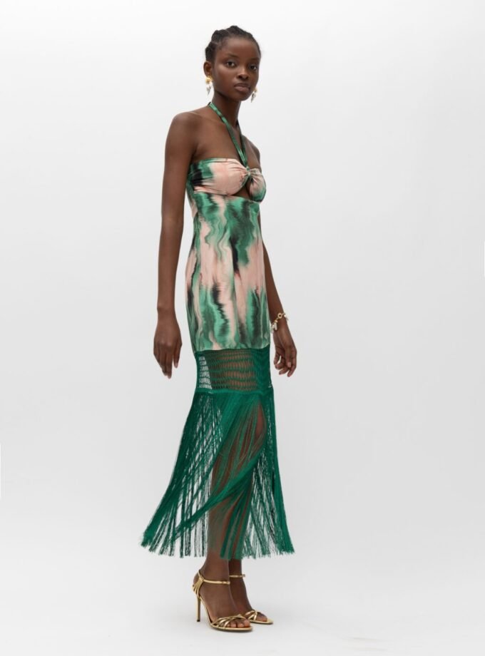 Victoria Green Print Dress