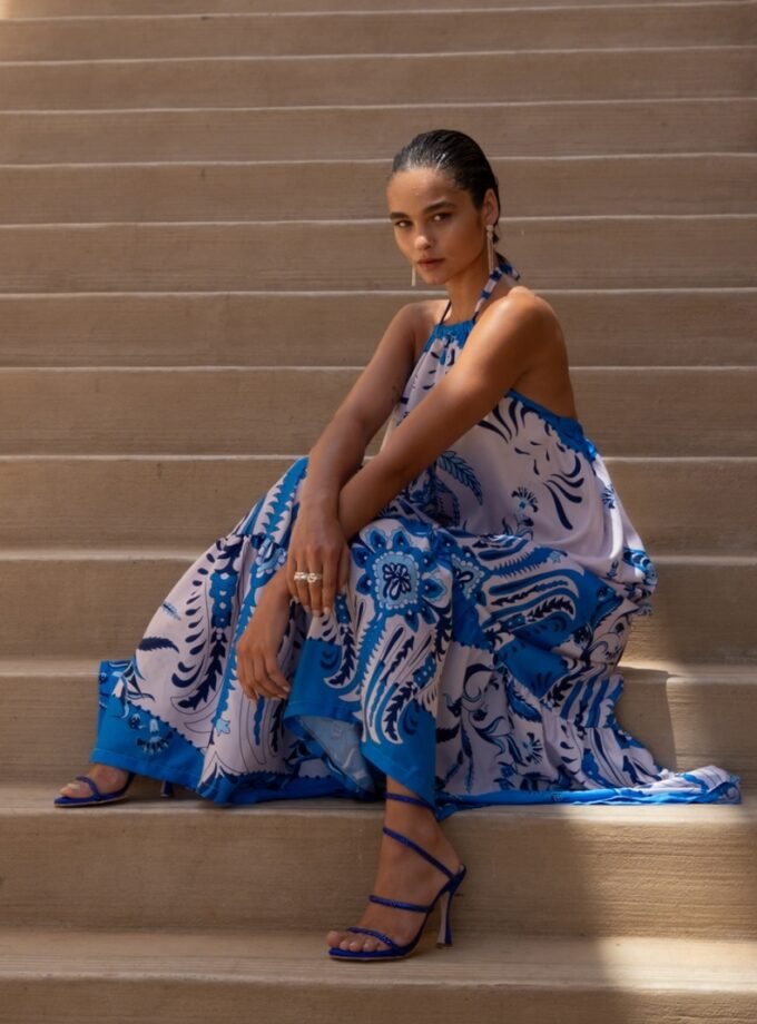 Damask Silky Maxi Dress