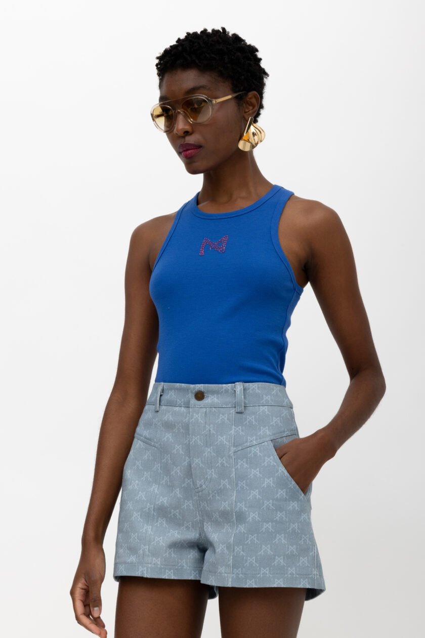Zenzi Monogram Denim Shorts - Image 3
