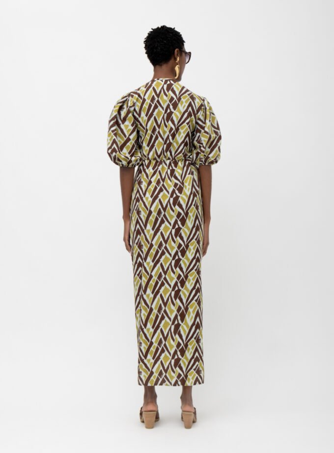 Suez Lime Brown Print Dress