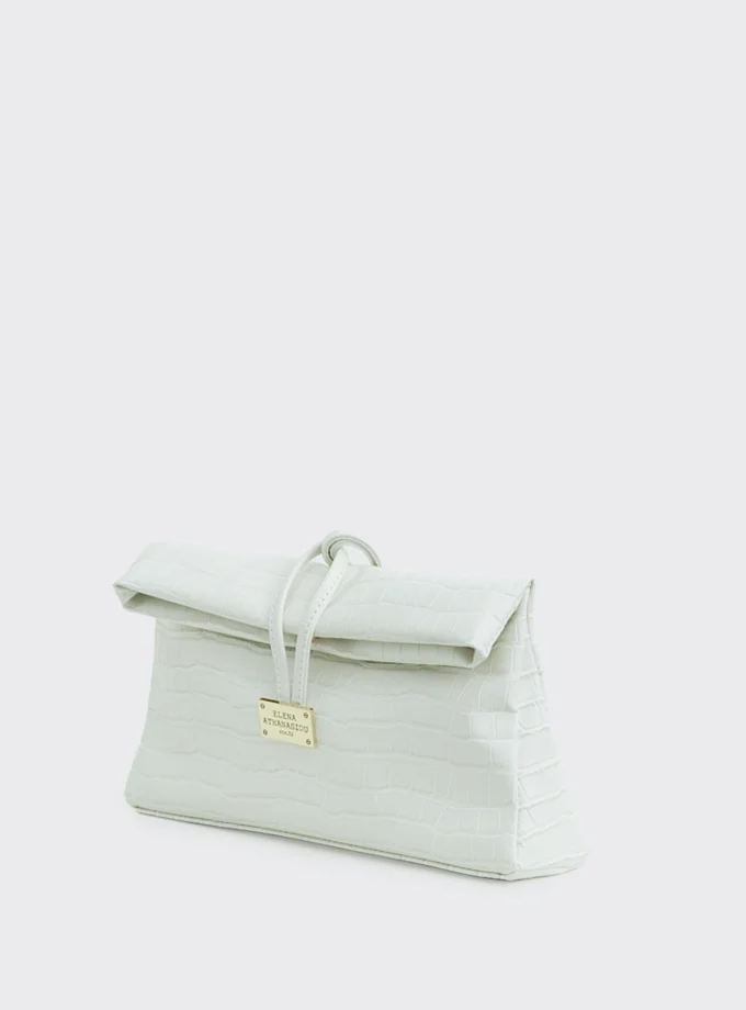 Lunchbag Downtown Croco Τσάντα Εξόδου Λευκή